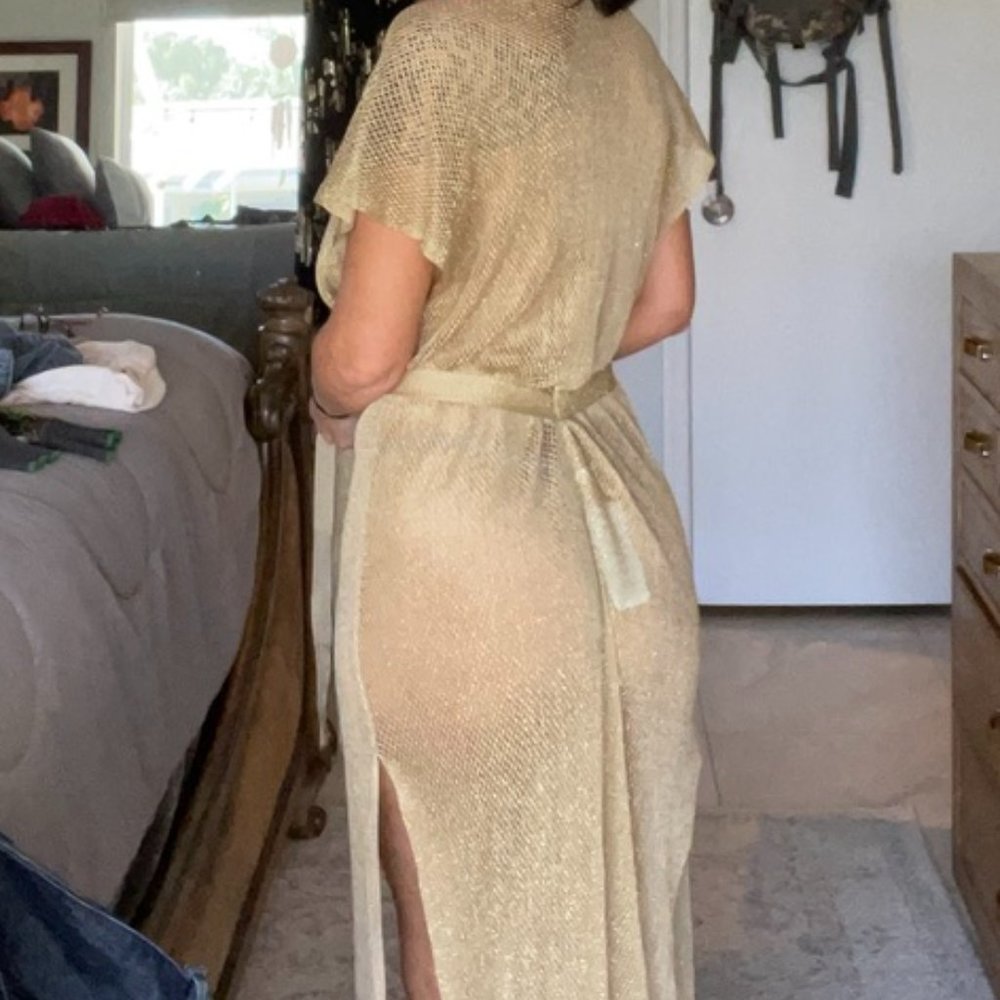 Luli Fama Gold Long Caftan